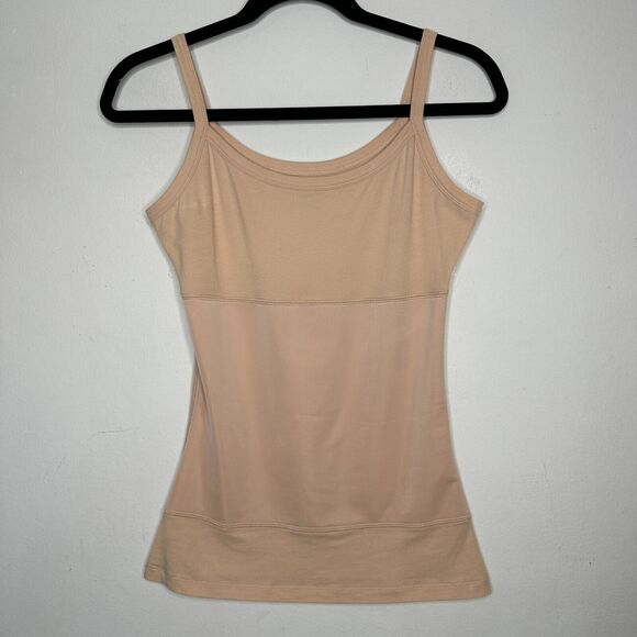 Yummie Tummie Boyfriend Tan Spaghetti Strap 3-Panel Shaping Tank Scoop Top Med - Picture 5 of 14